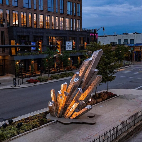 Bunch of metal beams with LED