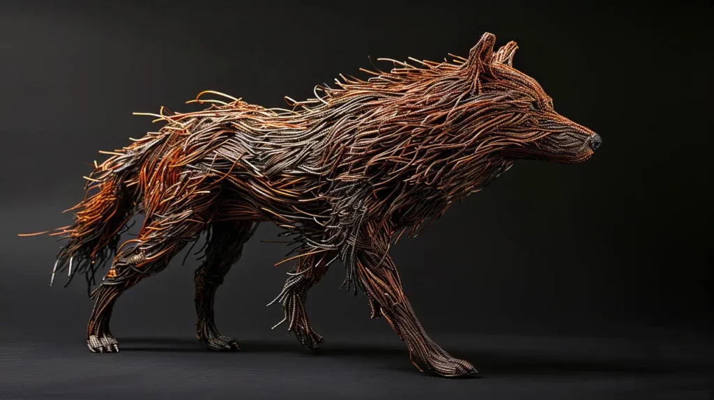 Wolf in rust metal.